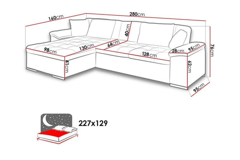 3-seters Hjørnesovesofa Camior - Gul - Møbler - Sofaer - Sovesofaer - Hjørnesovesofa