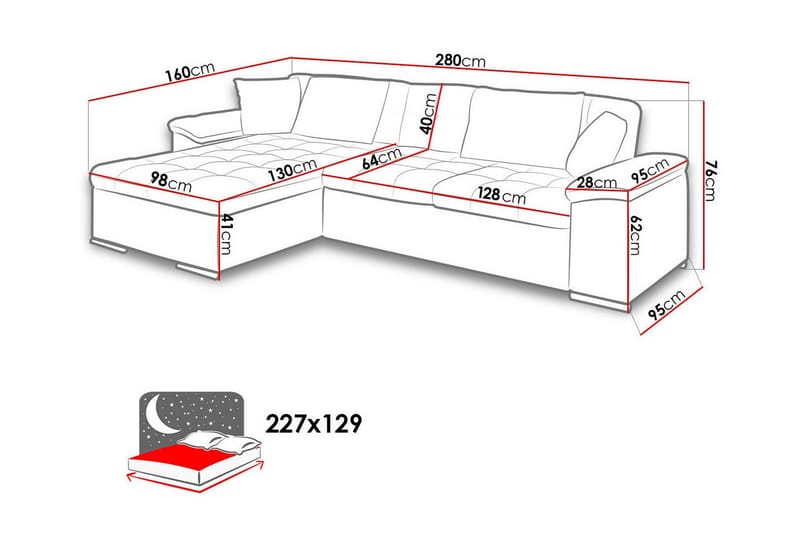 3-seters Hjørnesovesofa Camior - Gul - Møbler - Sofaer - Sovesofaer - Hjørnesovesofa