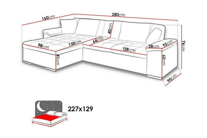 3-seters Hjørnesovesofa Camior - Hvit - Møbler - Sofaer - Sovesofaer - Hjørnesovesofa