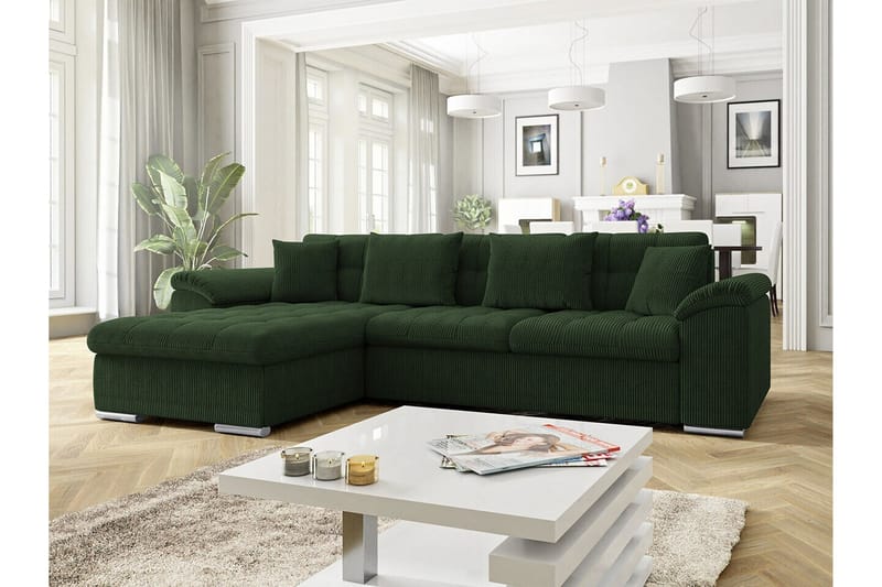 3-seters Hjørnesovesofa Camior - Mørkegrønn - Møbler - Sofaer - Sovesofaer - Hjørnesovesofa