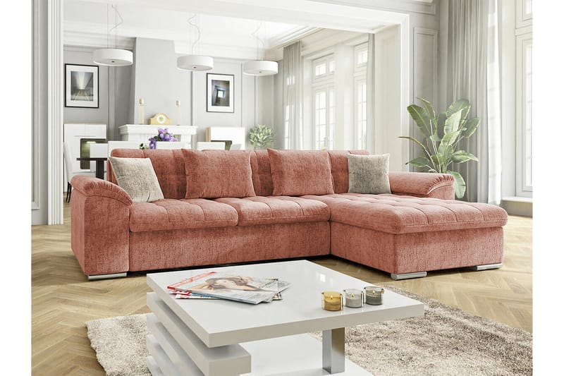 3-seters Hjørnesovesofa Camior - Rosa - Møbler - Sofaer - Sovesofaer - Hjørnesovesofa