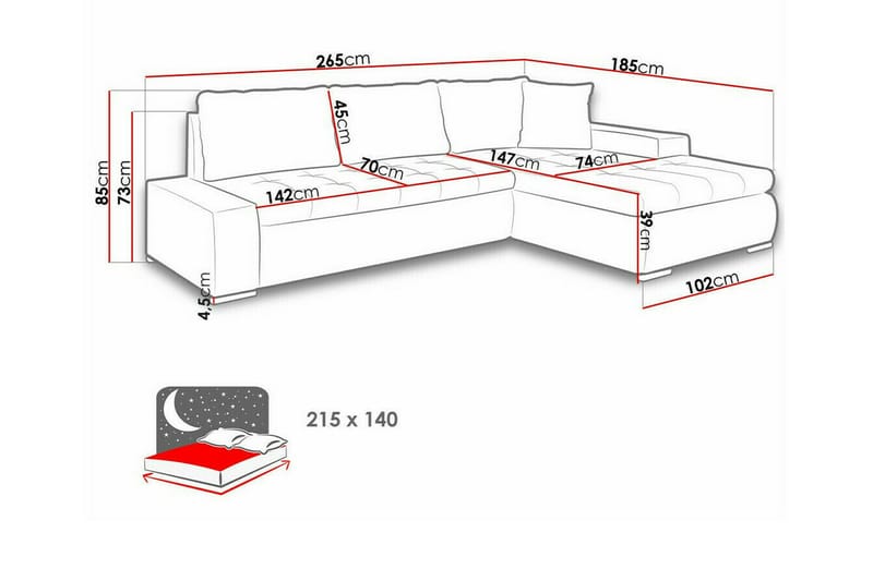 3-seters Hjørnesovesofa Cerys - Brun - Møbler - Sofaer - Sovesofaer - Hjørnesovesofa