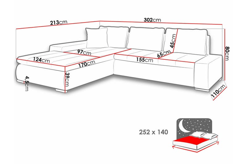 3-seters Hjørnesovesofa Cerys - Grøn - Møbler - Sofaer - Sovesofaer - Hjørnesovesofa