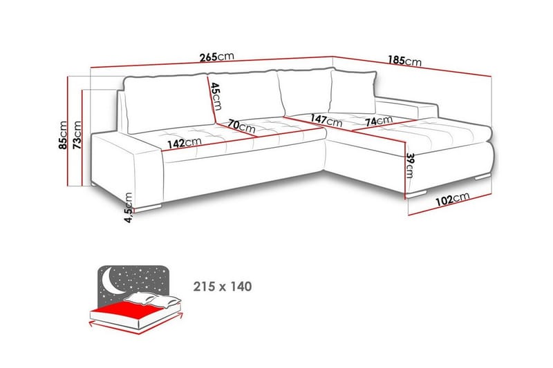 3-seters Hjørnesovesofa Cerys - Mørkeblå - Møbler - Sofaer - Sovesofaer - Hjørnesovesofa