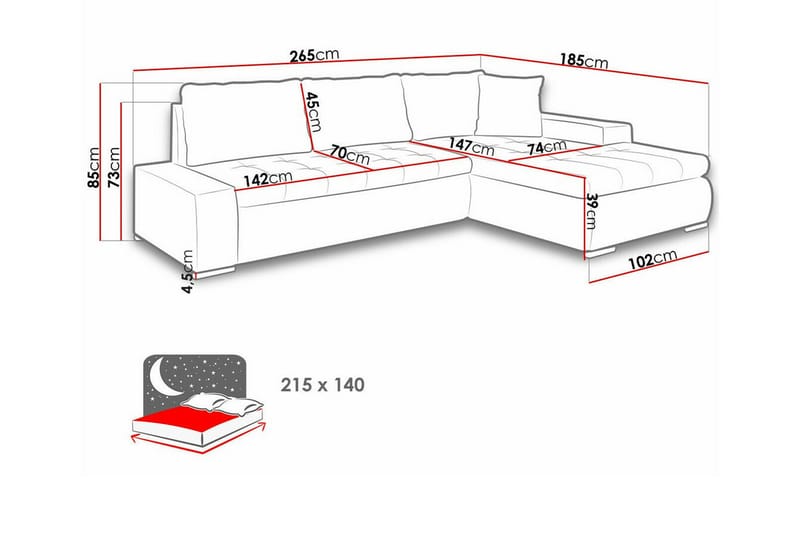 3-seters Hjørnesovesofa Cerys - Mørkebrun - Møbler - Sofaer - Sovesofaer - Hjørnesovesofa