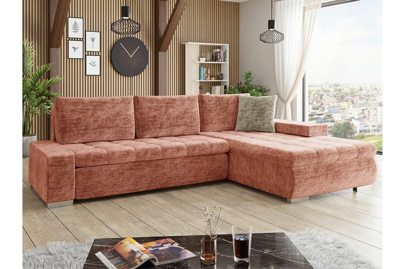 3-seters Hjørnesovesofa Cerys - Mørkerosa - Møbler - Sofaer - Sovesofaer - Hjørnesovesofa