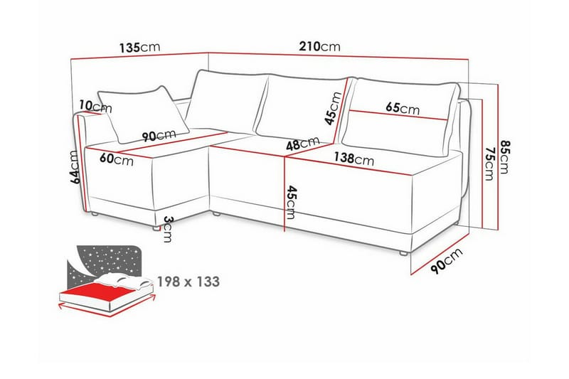 3-seters Hjørnesovesofa Denegal - Brun - Møbler - Sofaer - Sovesofaer - Hjørnesovesofa