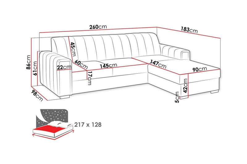 3-seters Hjørnesovesofa Denegal - Grøn - Møbler - Sofaer - Sovesofaer - Hjørnesovesofa