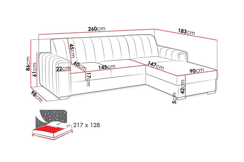 3-seters Hjørnesovesofa Denegal - Mørkegrønn - Møbler - Sofaer - Sovesofaer - Hjørnesovesofa