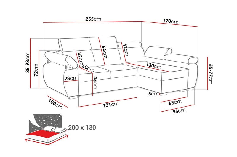 3-seters Hjørnesovesofa Denegal - Mørkegul - Møbler - Sofaer - Sovesofaer - Hjørnesovesofa