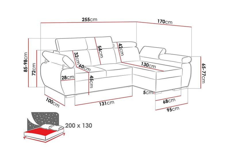 3-seters Hjørnesovesofa Denegal - Mørkegul - Møbler - Sofaer - Sovesofaer - Hjørnesovesofa