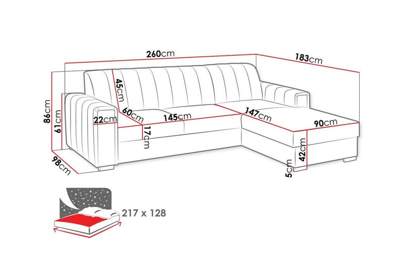 3-seters Hjørnesovesofa Denegal - Svart - Møbler - Sofaer - Sovesofaer - Hjørnesovesofa