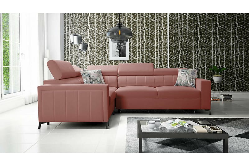 3-seters Hjørnesovesofa Galbally - Rosa - Møbler - Sofaer - Sovesofaer - Hjørnesovesofa