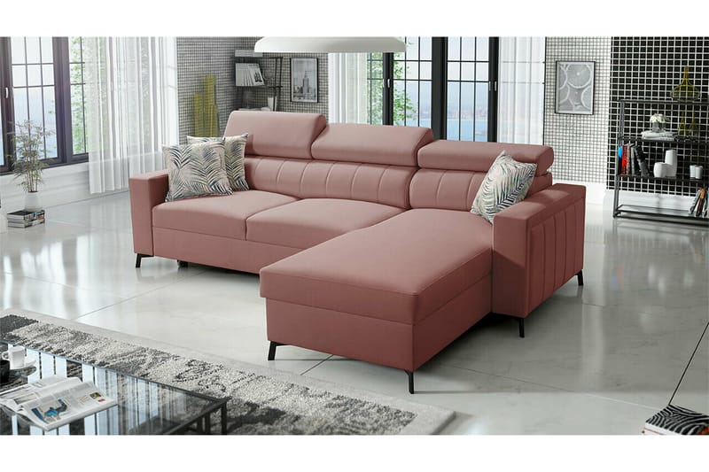 3-seters Hjørnesovesofa Galbally - Rosa/Brun - Møbler - Sofaer - Sovesofaer - Hjørnesovesofa