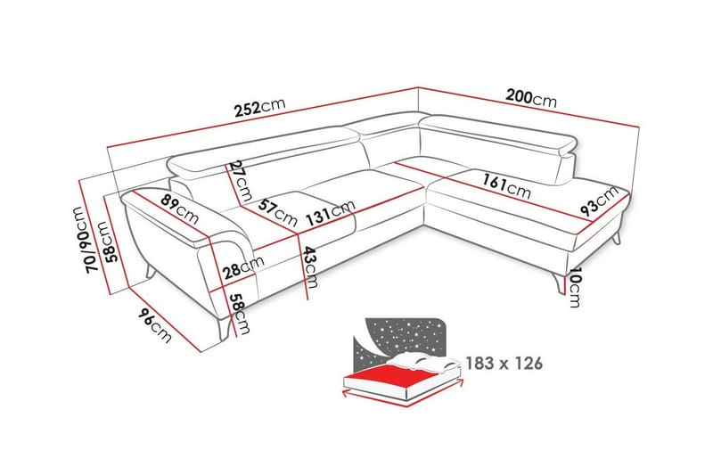 3-seters Hjørnesovesofa Graystone - Beige - Møbler - Sofaer - Sovesofaer - Hjørnesovesofa