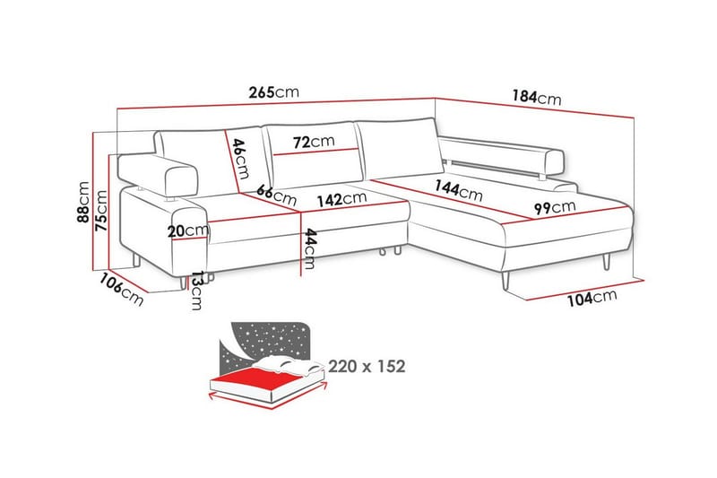 3-seters Hjørnesovesofa Graystone - Brun - Møbler - Sofaer - Sovesofaer - Hjørnesovesofa