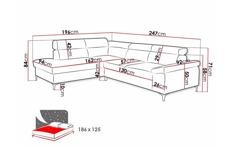 3-seters Hjørnesovesofa Graystone - Lyse brun - Møbler - Sofaer - Sovesofaer - Hjørnesovesofa