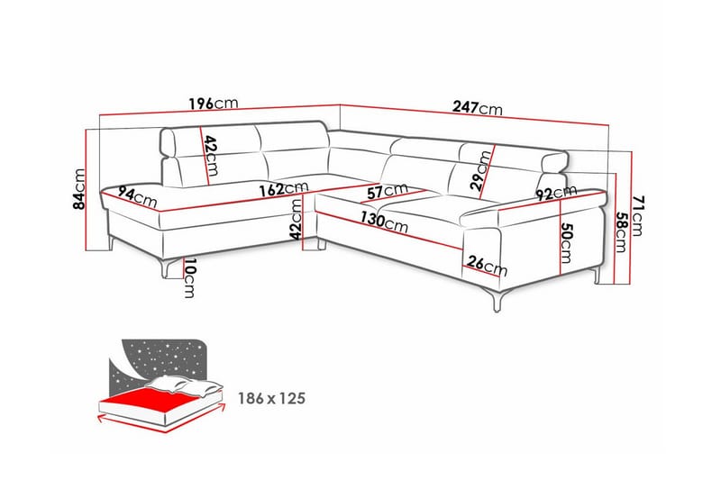 3-seters Hjørnesovesofa Graystone - Lyse brun - Møbler - Sofaer - Sovesofaer - Hjørnesovesofa