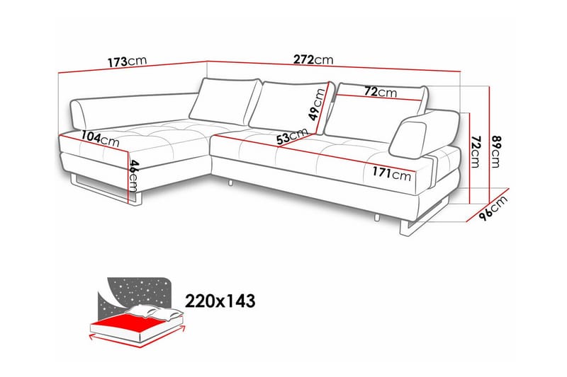 3-seters Hjørnesovesofa Graystone - Lysegrå - Møbler - Sofaer - Sovesofaer - Hjørnesovesofa