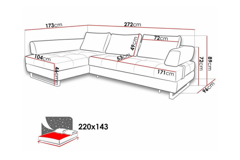 3-seters Hjørnesovesofa Graystone - Lysegrå - Møbler - Sofaer - Sovesofaer - Hjørnesovesofa