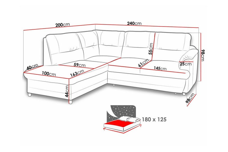 3-seters Hjørnesovesofa Graystone - Lysegrå - Møbler - Sofaer - Sovesofaer - Hjørnesovesofa