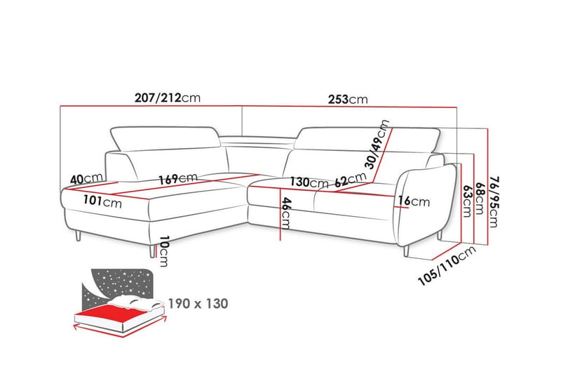 3-seters Hjørnesovesofa Graystone - Lysegrå - Møbler - Sofaer - Sovesofaer - Hjørnesovesofa