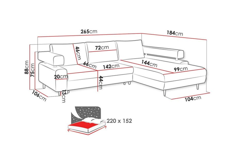 3-seters Hjørnesovesofa Graystone - Lysegrå - Møbler - Sofaer - Sovesofaer - Hjørnesovesofa