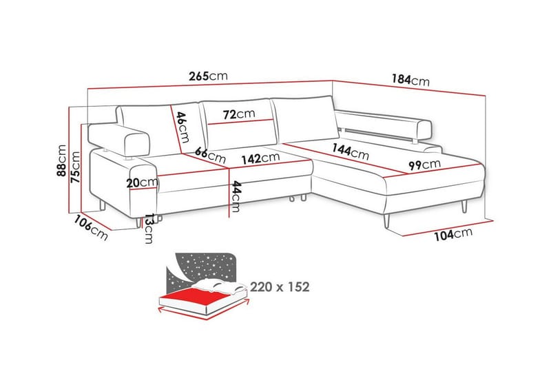 3-seters Hjørnesovesofa Graystone - Lysegrå - Møbler - Sofaer - Sovesofaer - Hjørnesovesofa