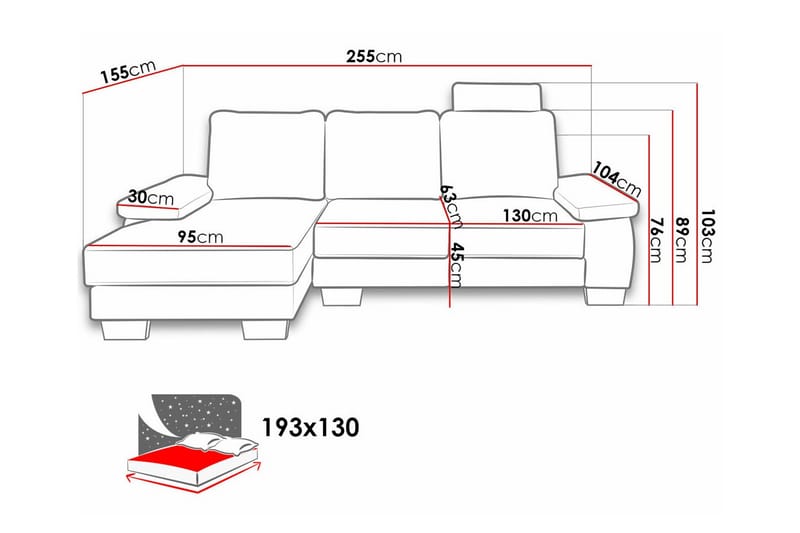 3-seters Hjørnesovesofa Graystone - Lysegrå - Møbler - Sofaer - Sovesofaer - Hjørnesovesofa