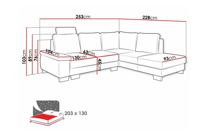 3-seters Hjørnesovesofa Graystone - Lysegrå - Møbler - Sofaer - Sovesofaer - Hjørnesovesofa