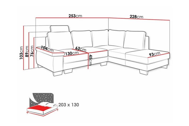 3-seters Hjørnesovesofa Graystone - Lysegrå - Møbler - Sofaer - Sovesofaer - Hjørnesovesofa