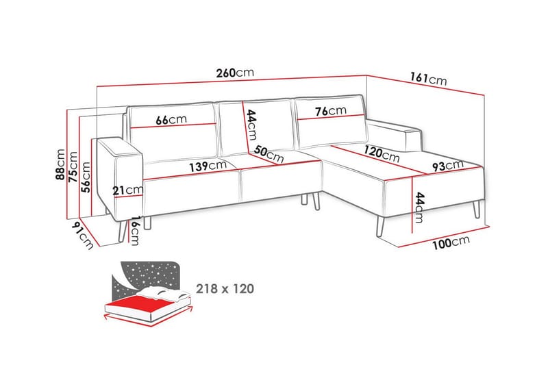 3-seters Hjørnesovesofa Graystone - Lysegrå/Mørkegrå - Møbler - Sofaer - Sovesofaer - Hjørnesovesofa