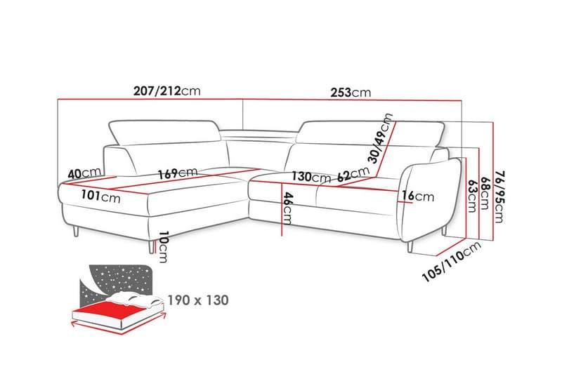 3-seters Hjørnesovesofa Graystone - Lysegrå/Mørkegrå - Møbler - Sofaer - Sovesofaer - Hjørnesovesofa