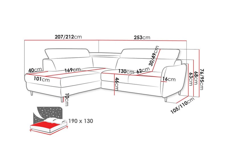 3-seters Hjørnesovesofa Graystone - Mørkeblå - Møbler - Sofaer - Sovesofaer - Hjørnesovesofa