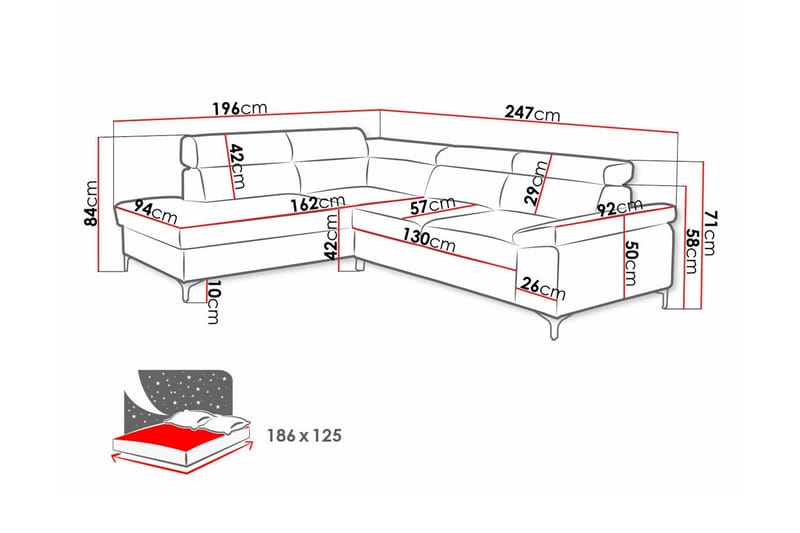 3-seters Hjørnesovesofa Graystone - Mørkegrå - Møbler - Sofaer - Sovesofaer - Hjørnesovesofa