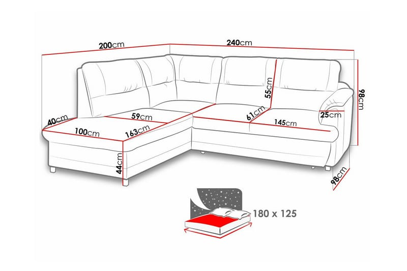 3-seters Hjørnesovesofa Graystone - Mørkegrå - Møbler - Sofaer - Sovesofaer - Hjørnesovesofa