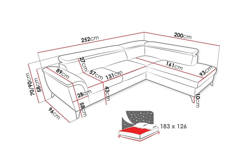 3-seters Hjørnesovesofa Graystone - Mørkegrå - Møbler - Sofaer - Sovesofaer - Hjørnesovesofa