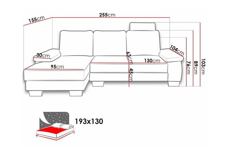 3-seters Hjørnesovesofa Graystone - Mørkegrå - Møbler - Sofaer - Sovesofaer - Hjørnesovesofa