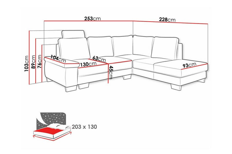 3-seters Hjørnesovesofa Graystone - Mørkegrå - Møbler - Sofaer - Sovesofaer - Hjørnesovesofa