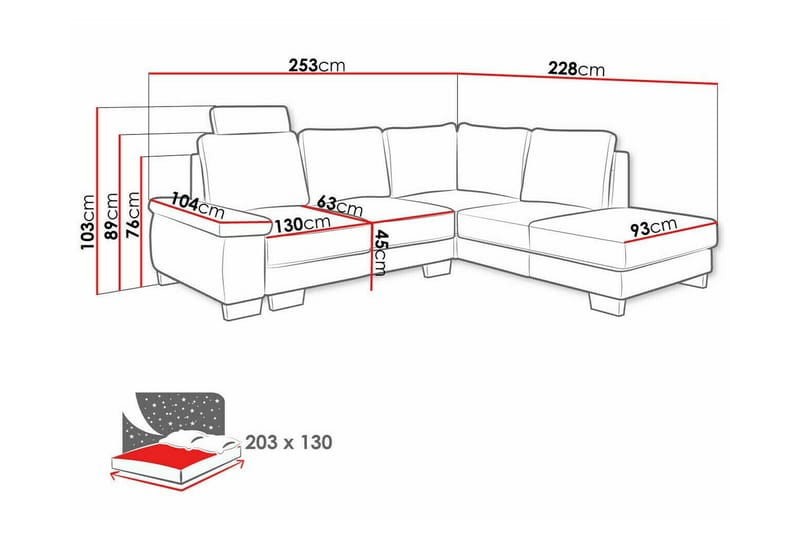 3-seters Hjørnesovesofa Graystone - Mørkegrå - Møbler - Sofaer - Sovesofaer - Hjørnesovesofa