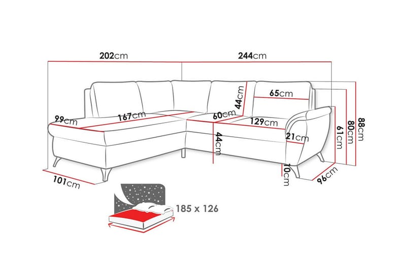 3-seters Hjørnesovesofa Hereford - Brun - Møbler - Sofaer - Sovesofaer - Hjørnesovesofa