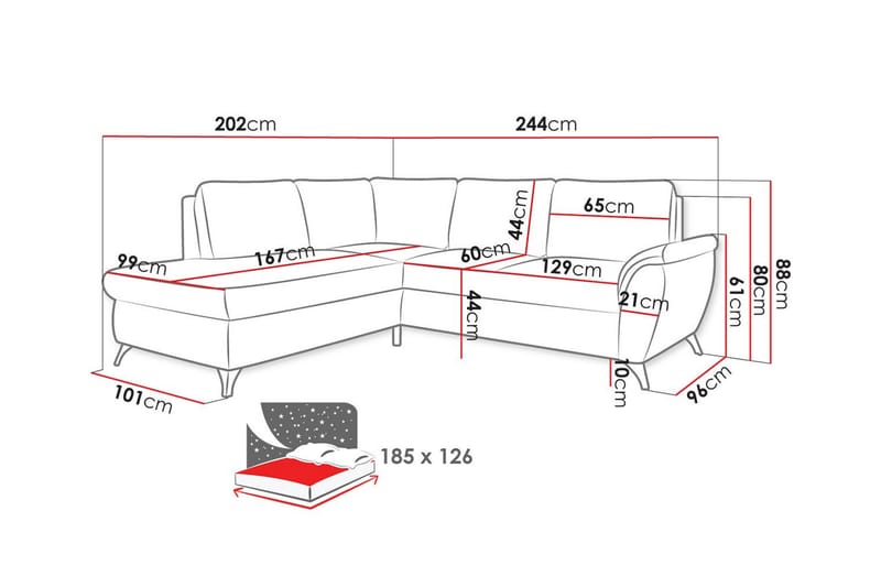 3-seters Hjørnesovesofa Hereford - Gul - Møbler - Sofaer - Sovesofaer - Hjørnesovesofa