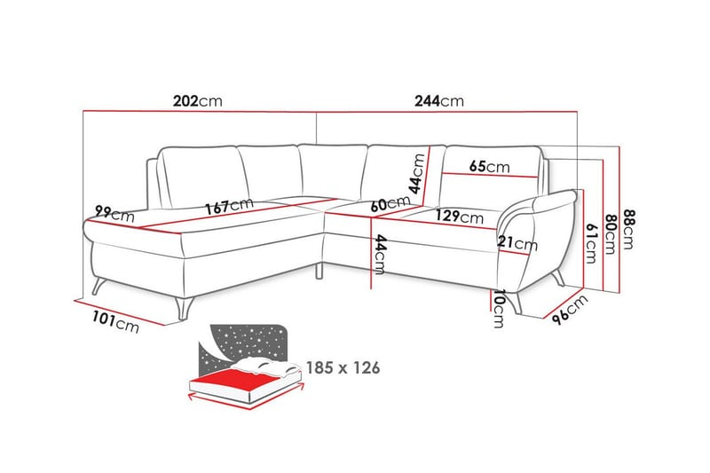 3-seters Hjørnesovesofa Hereford - Gul - Møbler - Sofaer - Sovesofaer - Hjørnesovesofa