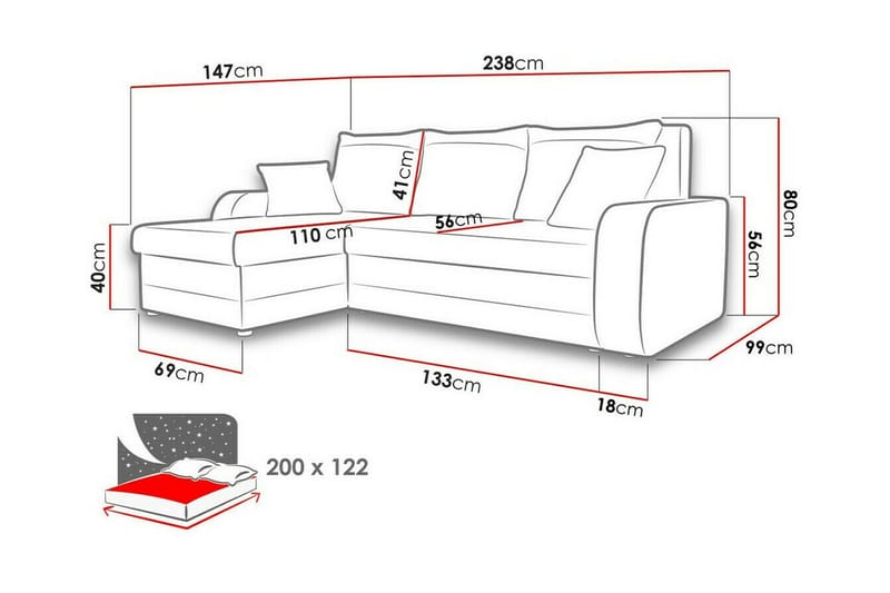 3-seters Hjørnesovesofa Kintore - Brun - Møbler - Sofaer - Sovesofaer - Hjørnesovesofa