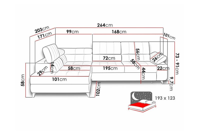 3-seters Hjørnesovesofa Kintore - Gul - Møbler - Sofaer - Sovesofaer - Hjørnesovesofa