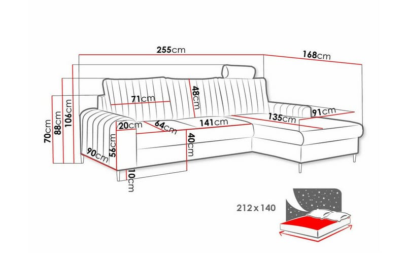 3-seters Hjørnesovesofa Kintore - Gul - Møbler - Sofaer - Sovesofaer - Hjørnesovesofa