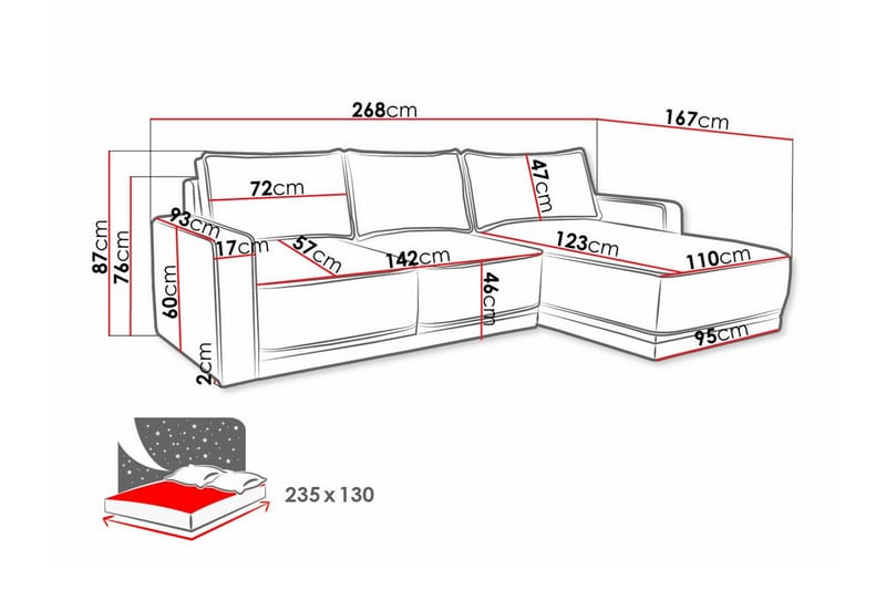 3-seters Hjørnesovesofa Kintore - Gul - Møbler - Sofaer - Sovesofaer - Hjørnesovesofa