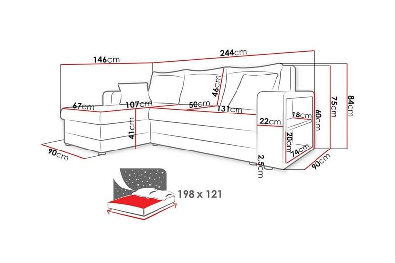 3-seters Hjørnesovesofa Kintore - Mørkeblå - Møbler - Sofaer - Sovesofaer - Hjørnesovesofa