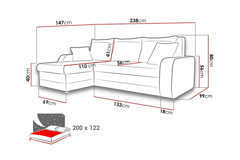 3-seters Hjørnesovesofa Kintore - Mørkeblå - Møbler - Sofaer - Sovesofaer - Hjørnesovesofa