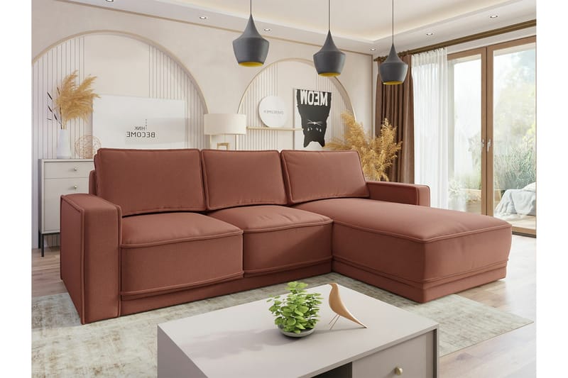 3-seters Hjørnesovesofa Kintore - Rosa - Møbler - Sofaer - Sovesofaer - Hjørnesovesofa